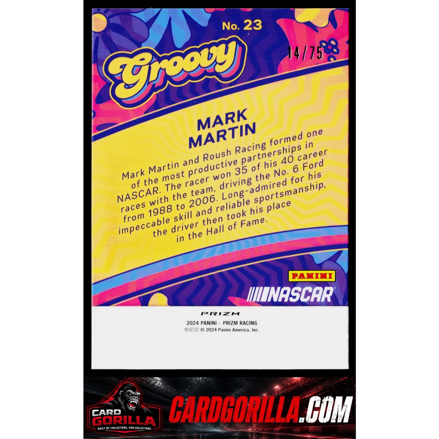 2024 Panini Prizm #23 Mark Martin Groovy Blue Pulsar #/75
