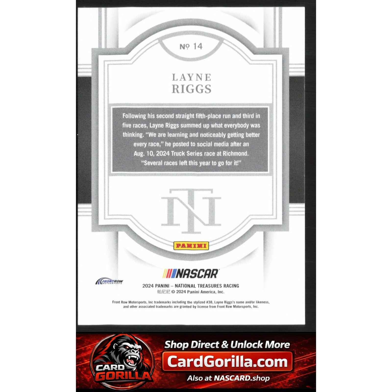 2024 Panini National Treasures #14 Layne Riggs Holo Silver #/25