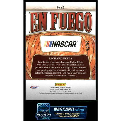2025 Panini Select #22 Richard Petty En Fuego Tie-Dye Prizms #/25