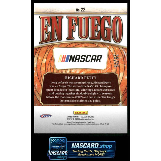 2025 Panini Select #22 Richard Petty En Fuego Tie-Dye Prizms #/25