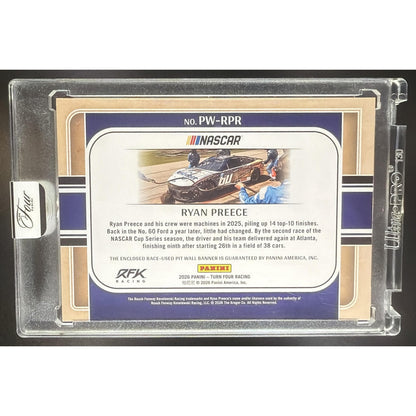 2026 Panini Turn Four Racing Ryan Preece #PW-RPR Pit Wall Jumbo Swatches /99 MEM