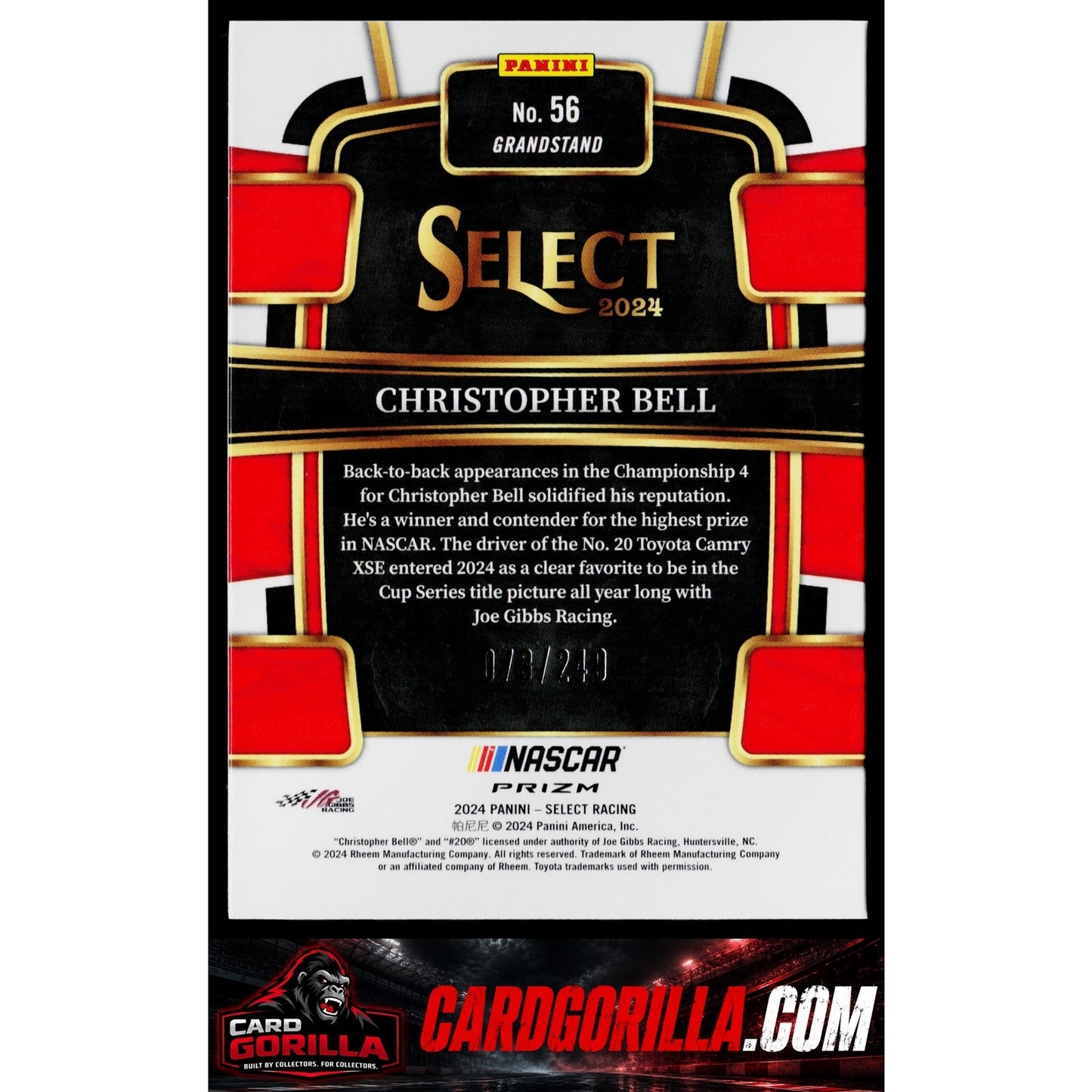 2024 Panini Select #56 Christopher Bell Red and Blue Prizms #/249