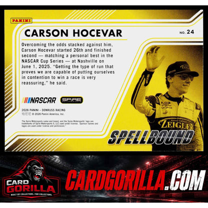 2026 Donruss #24 Carson Hocevar Spellbound Carolina Blue Ice #/99