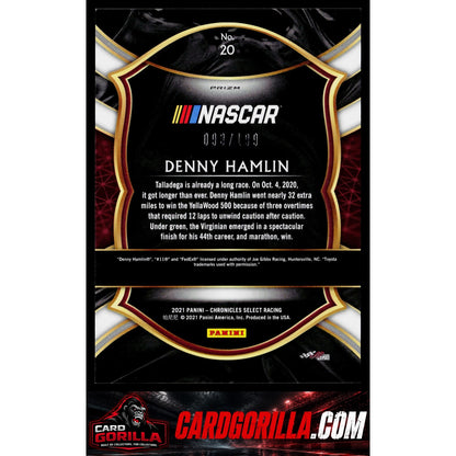2021 Panini Chronicles #20 Denny Hamlin Select Blue #/199