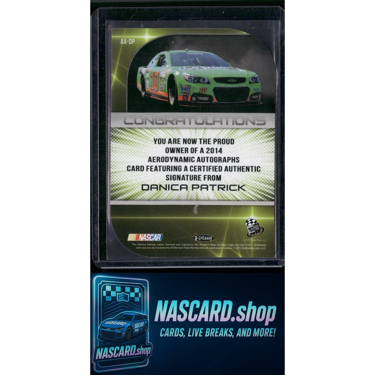 2014 Press Pass #AA-DP Danica Patrick Aerodynamic Autographs Blue #/1 - NASCARD.shop