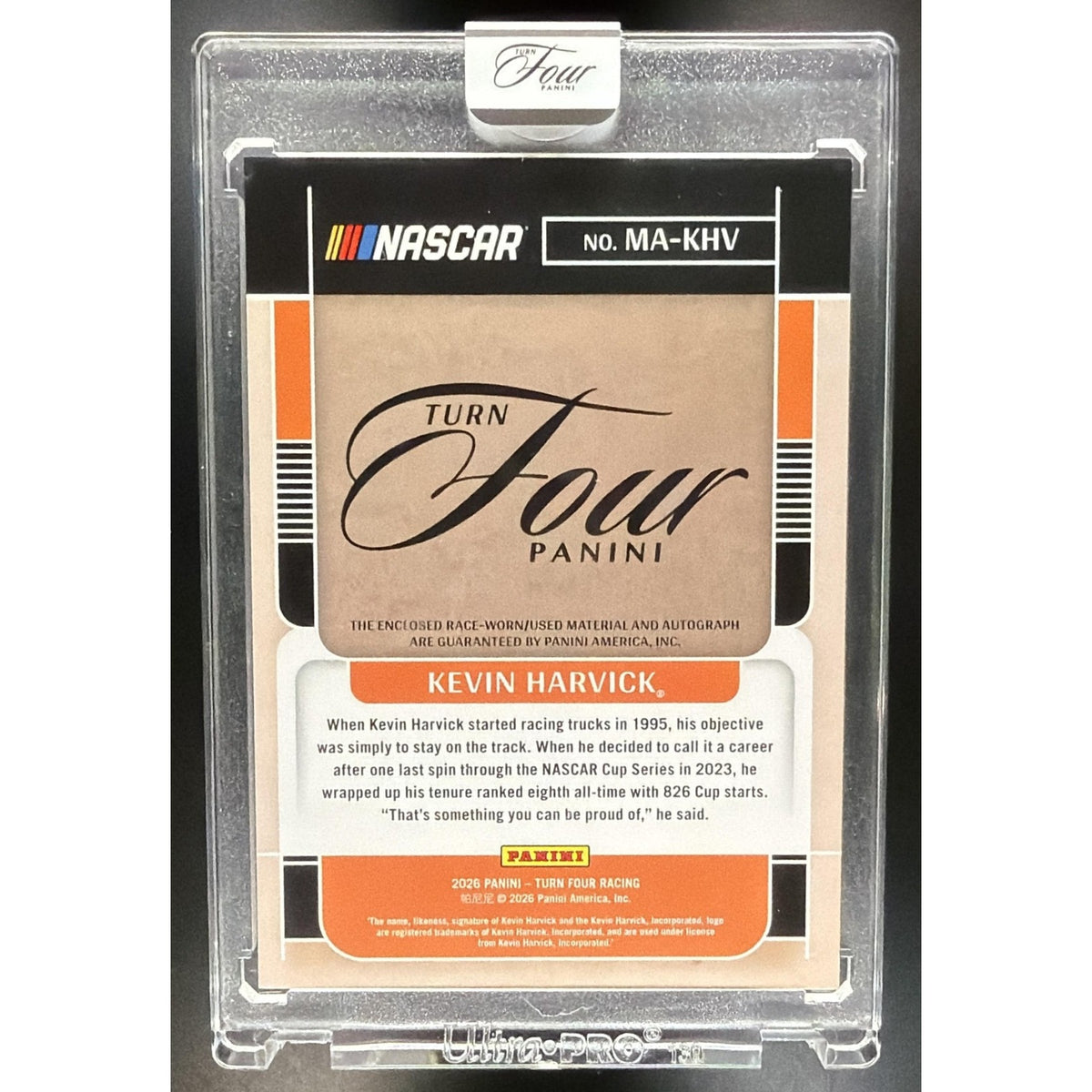 2026 Panini Turn Four Racing Kevin Harvick #MA-KHV Memorabilia Auto Blue /25 MEM