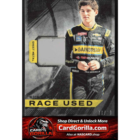 2023 Panini Prime #RU-NSA Nick Sanchez Race Used Sheet Metal #/99