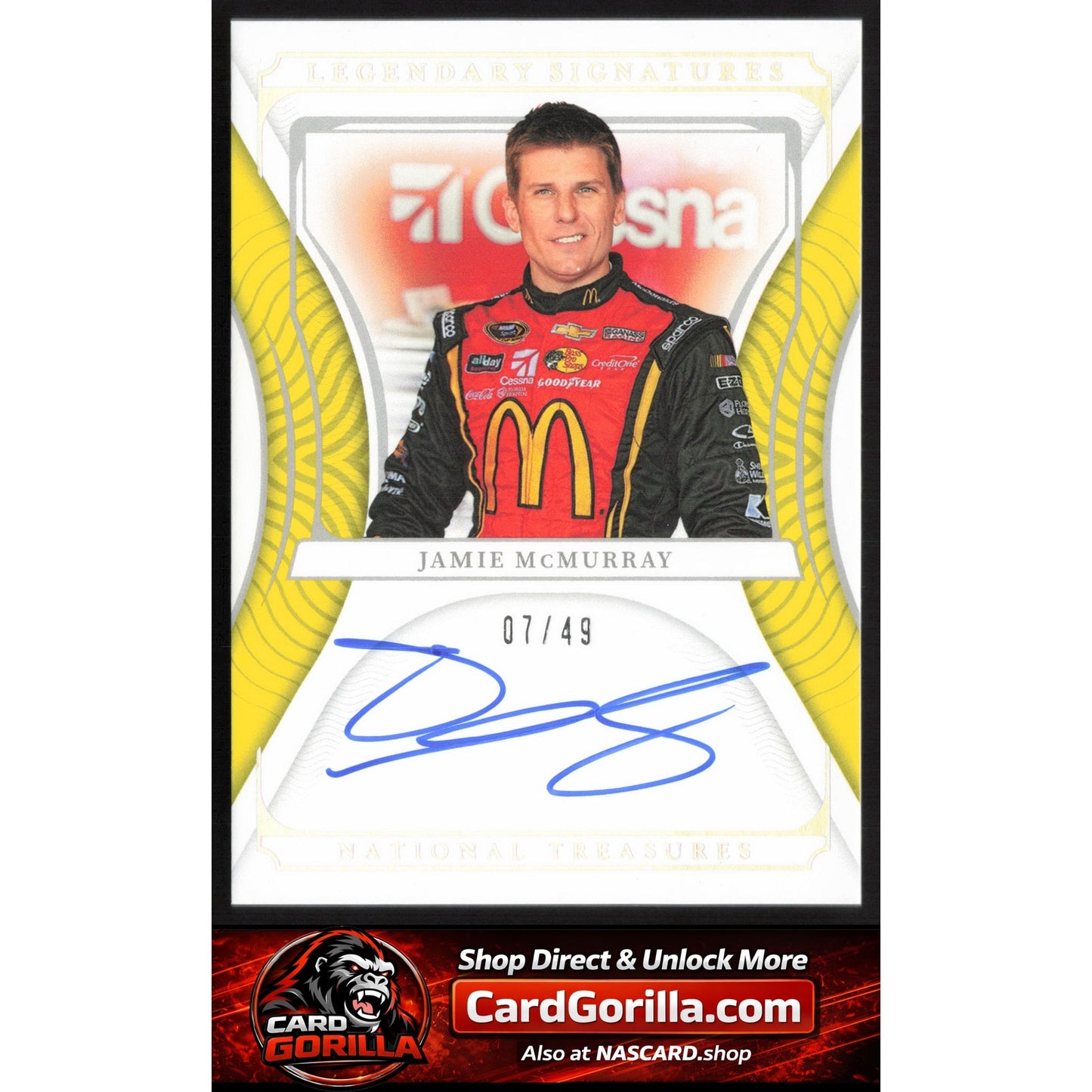 2022 National Treasures Jamie McMurray Legendary Signatures Holo Silver #/49