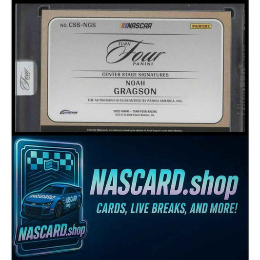 2025 Panini Turn Four #CSS-NGS Noah Gragson Center Stage Signatures Blue #/49
