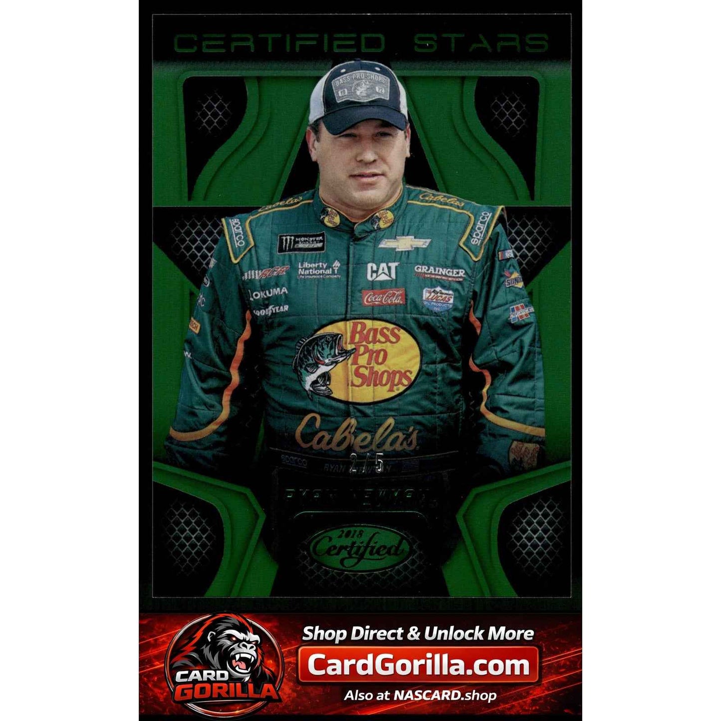 2018 Panini Certified #CS8 Ryan Newman Certified Stars Mirror Green #/5