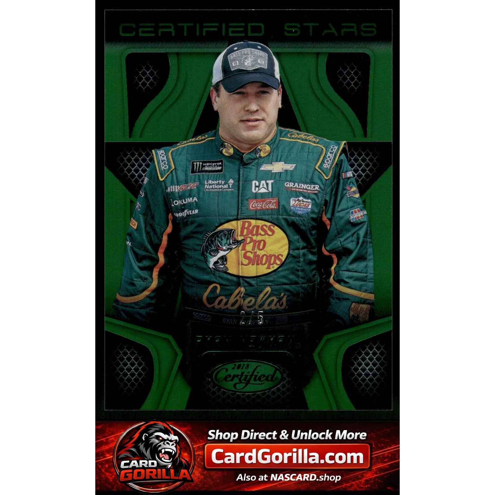 2018 Panini Certified #CS8 Ryan Newman Certified Stars Mirror Green #/5