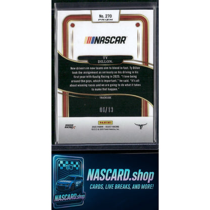 2025 Select Racing #270 Ty Dillon Trackside Power Plaid Gold Prizms #/13 - NASCARD.shop