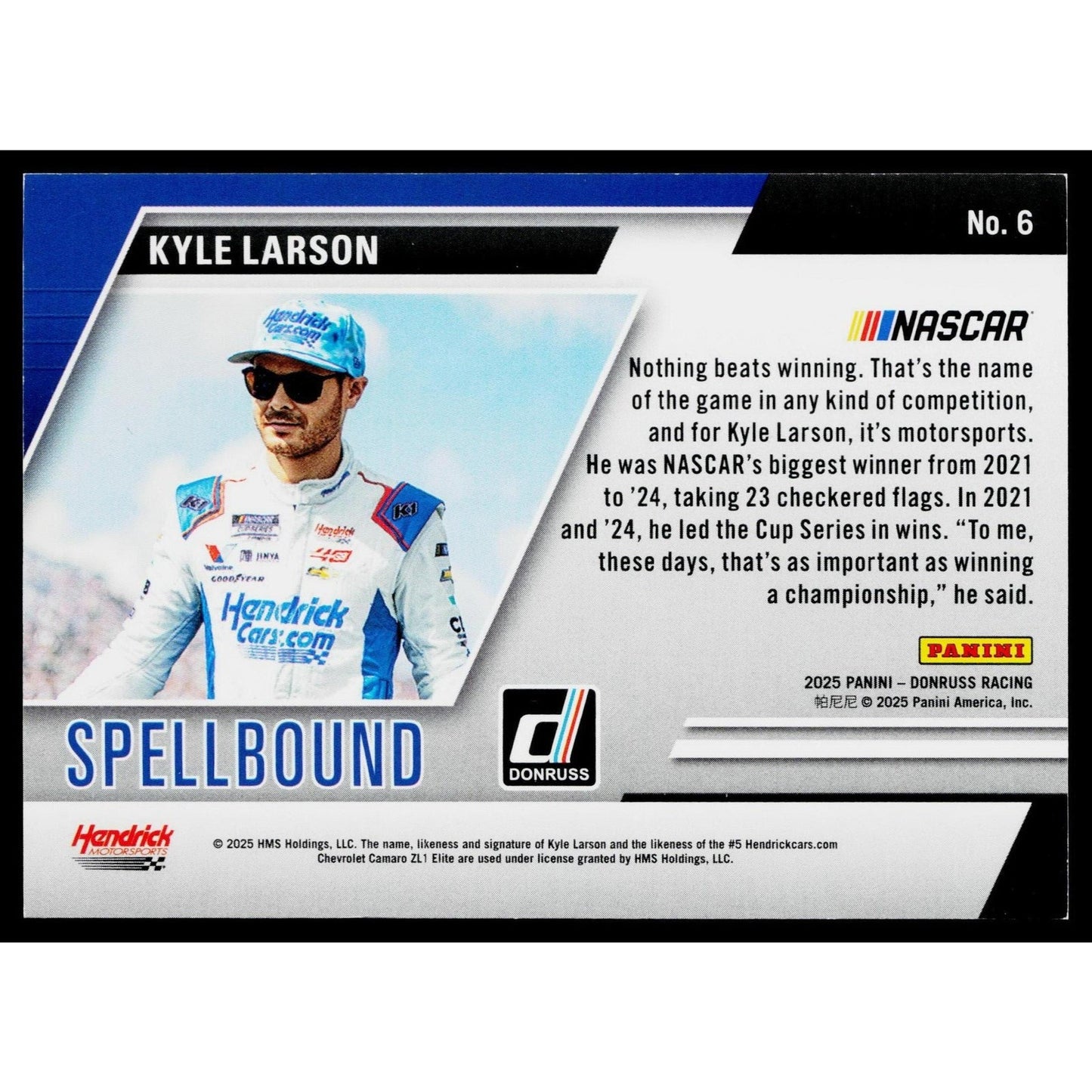 2025 Donruss #6 Kyle Larson Spellbound Blue Xplosion #/49