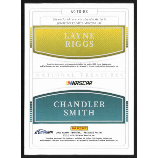 2025 National Treasures Layne Riggs Chandler Smith Team Duals Holo Silver #/30