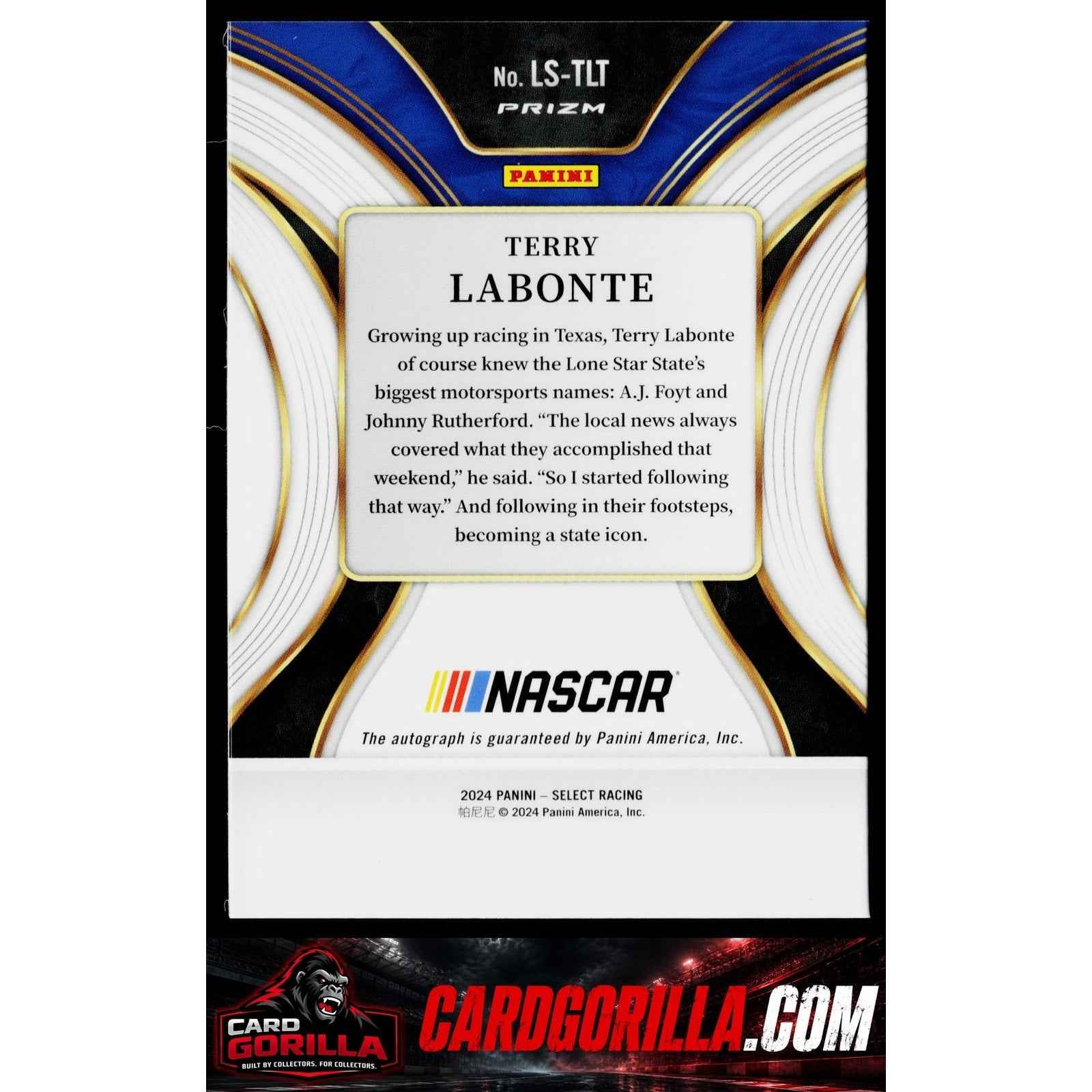 2024 Panini Select #LS-TLT Terry Labonte Legendary Signatures
