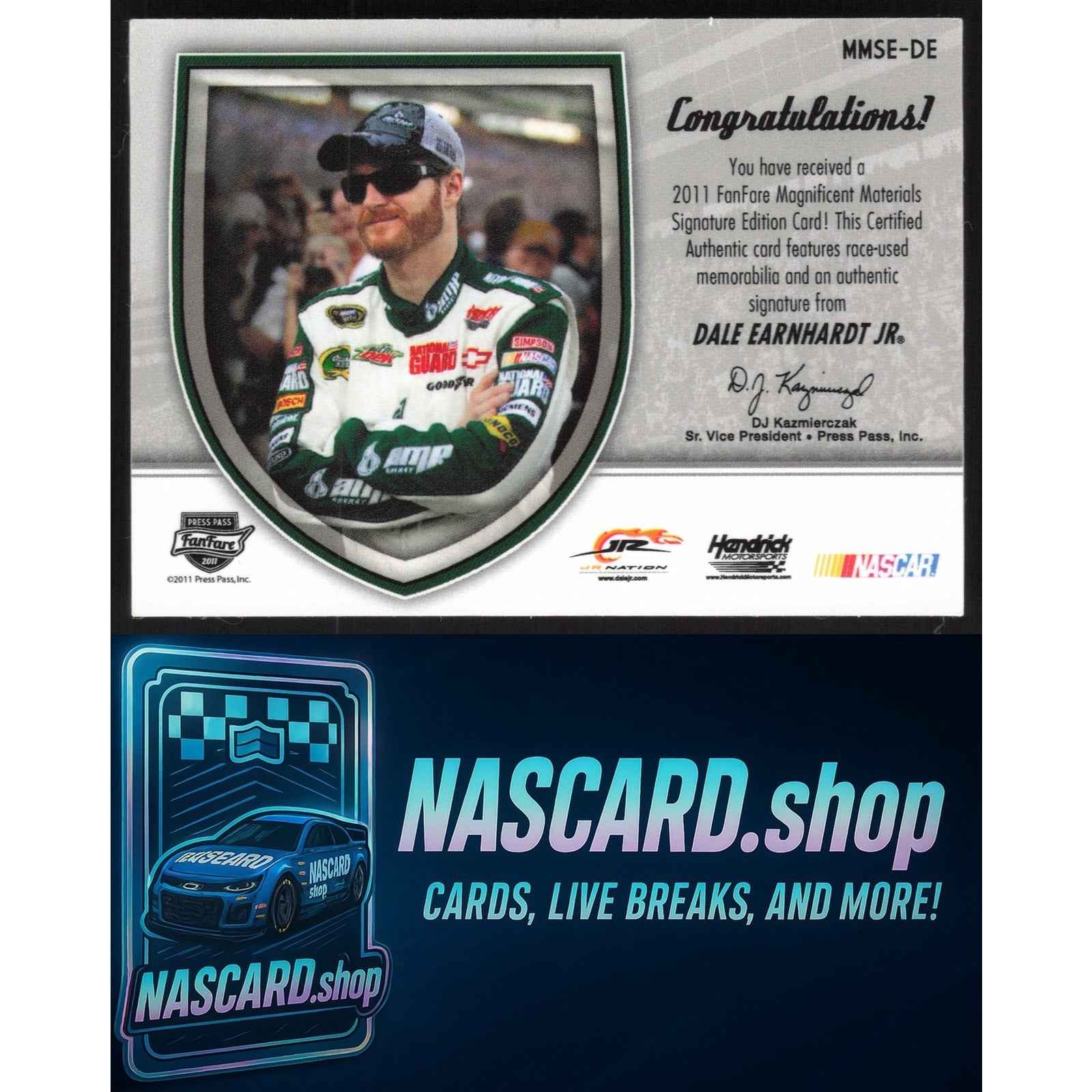 2011 Press Pass Fanfare Dale Earnhardt Jr Magnificent Materials Auto Edition /25