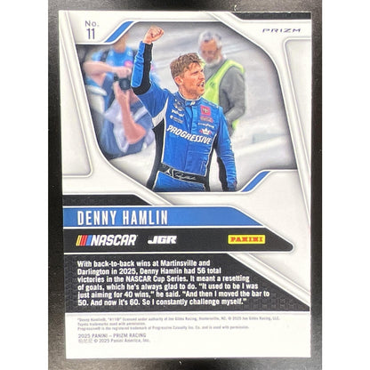 2025 Panini Prizm NASCAR Denny Hamlin #11 White Sparkle Prizms