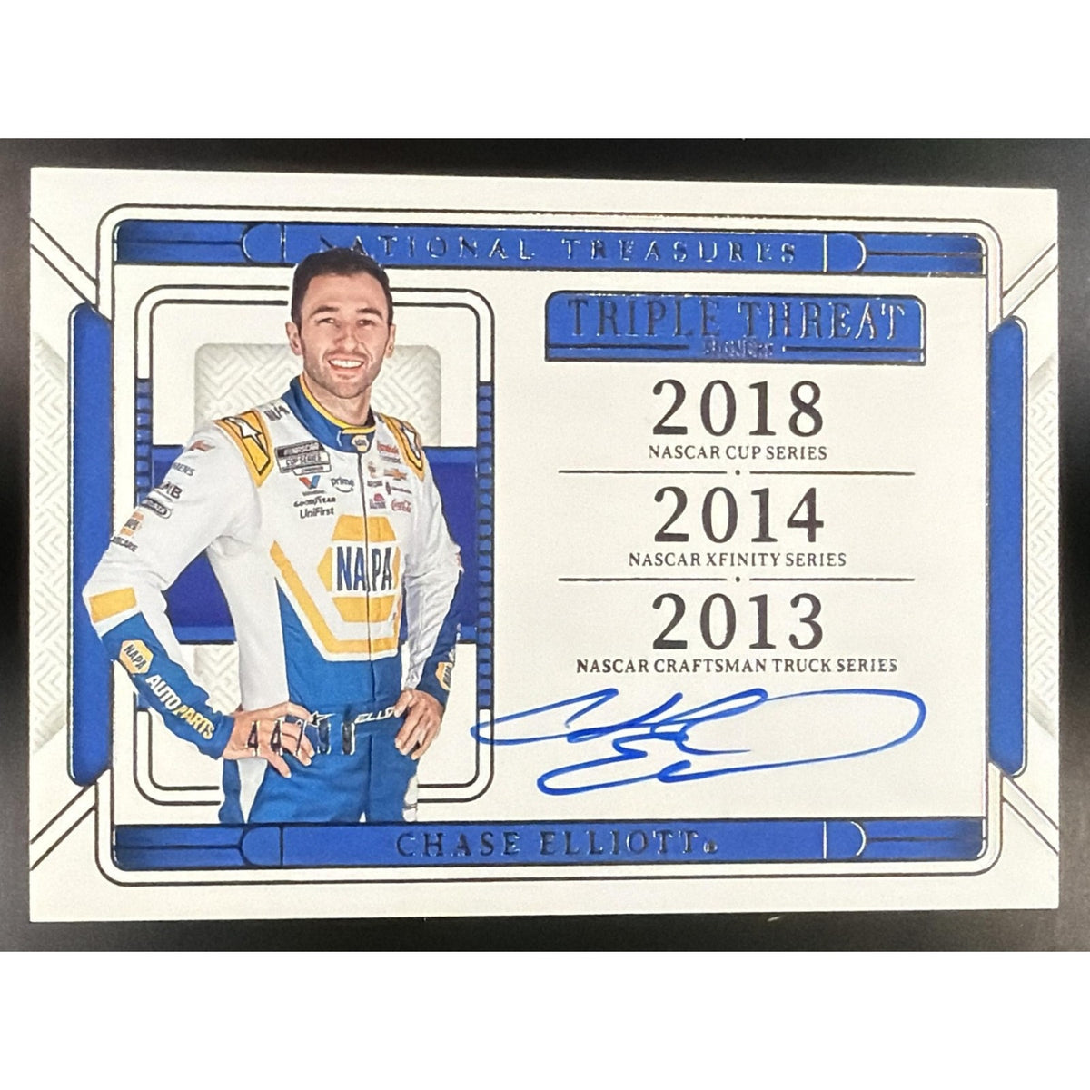 2025 Panini National Treasures Chase Elliott #TTS-CET Triple Threat Signers /99