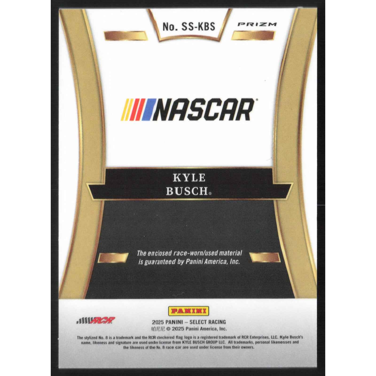 2025 Panini Select #SS-KBS Kyle Busch Selective Swatches