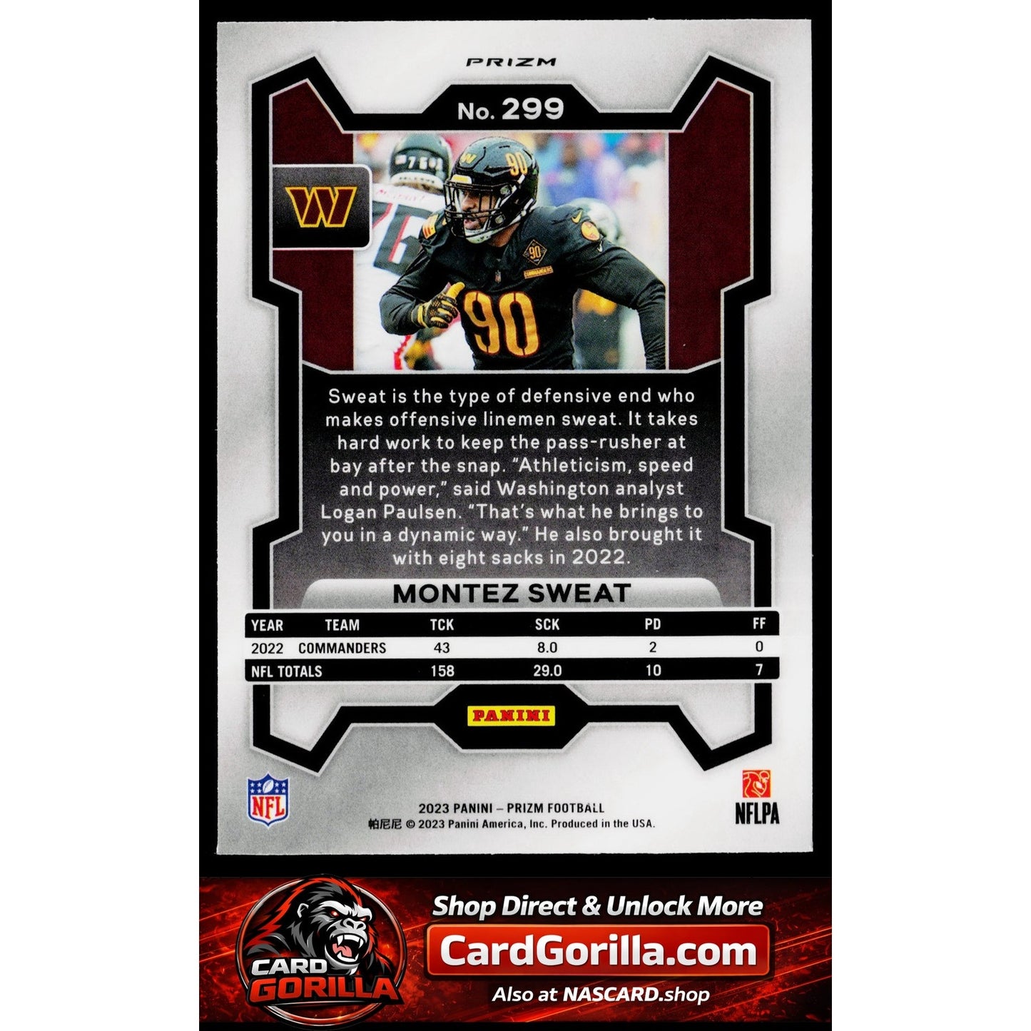 2023 Panini Prizm #299 Montez Sweat Silver