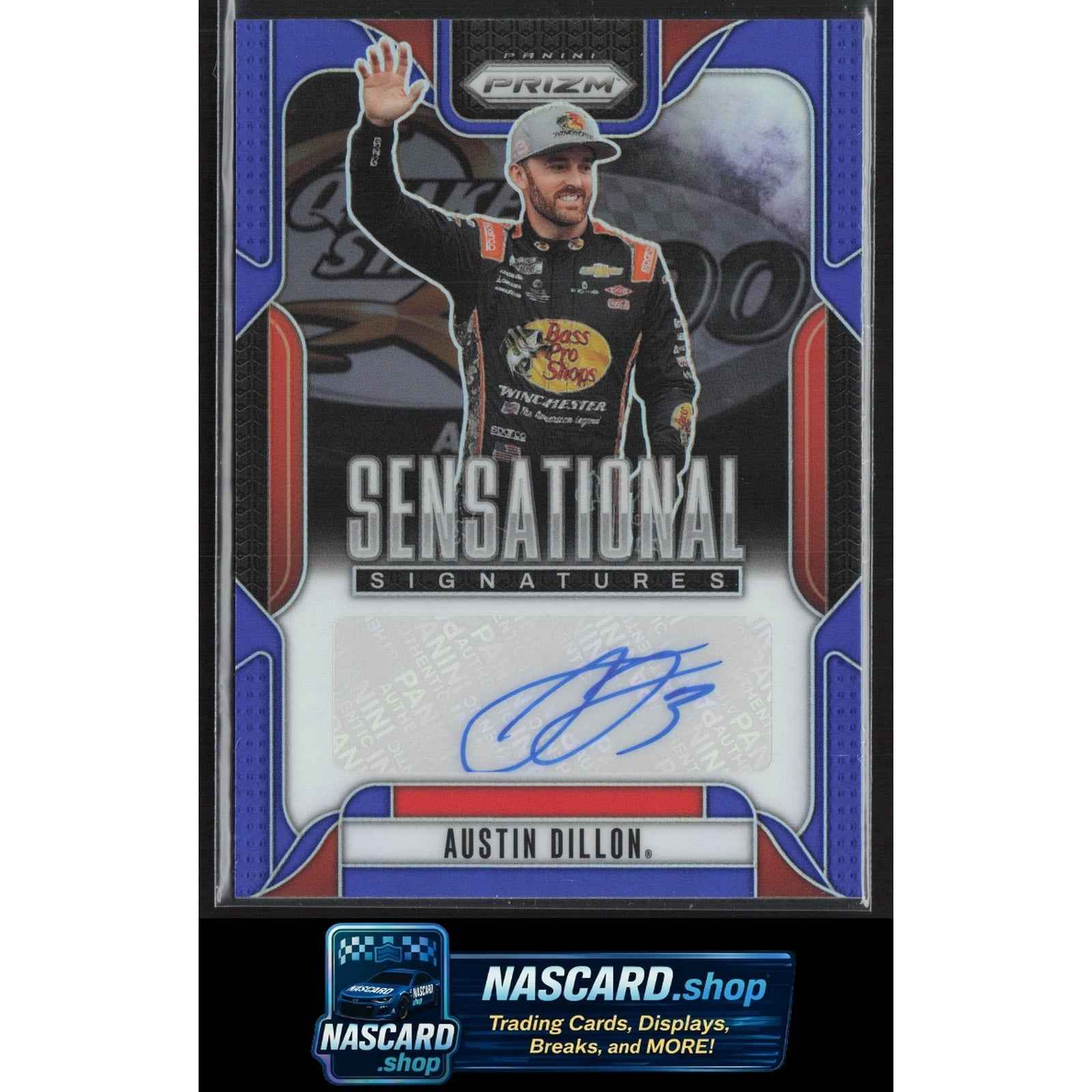 2025 Panini Prizm #SS-ADN Austin Dillon Sensational Signatures Blue #/49