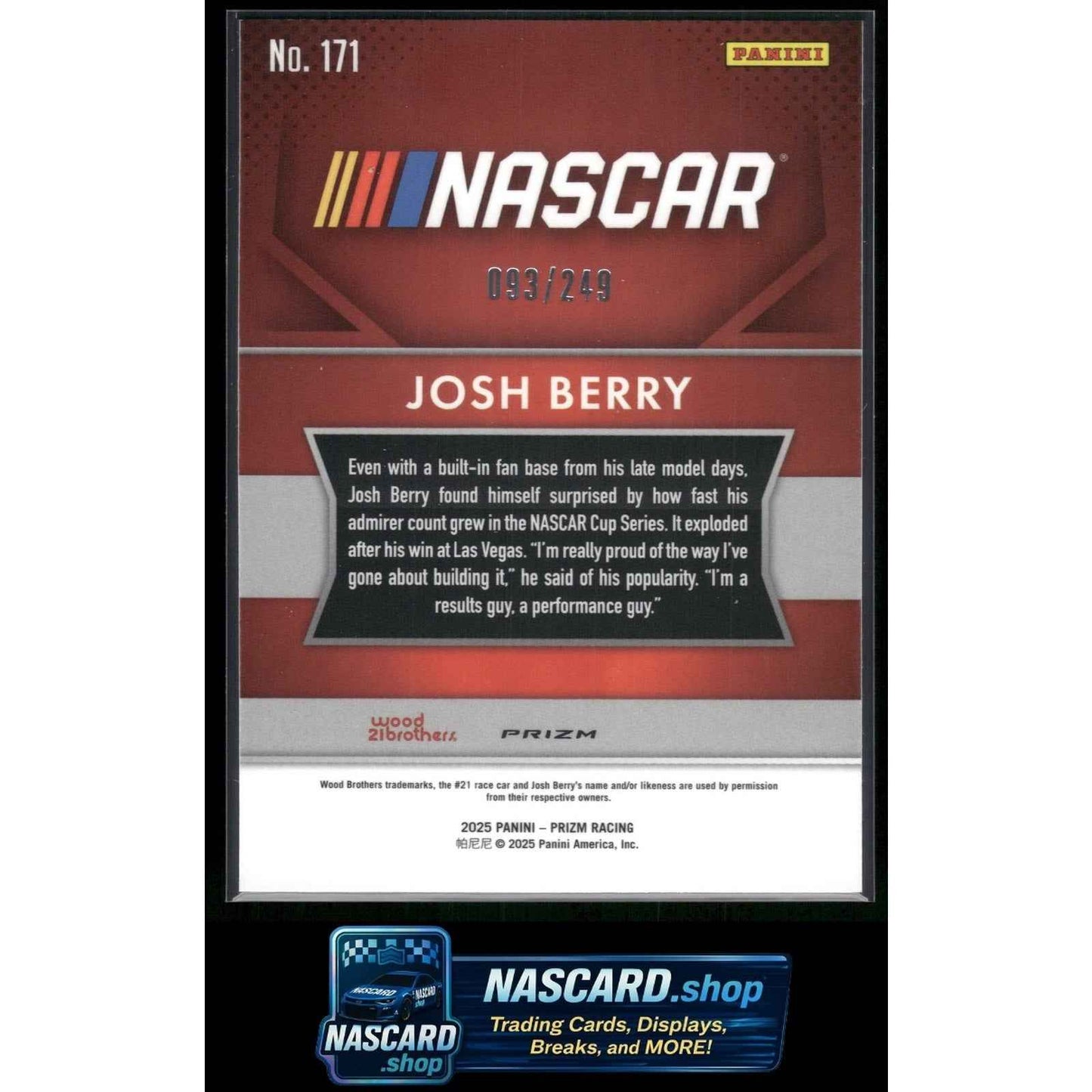 2025 Panini Prizm #171 Josh Berry Red #/249