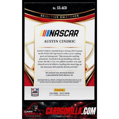 2026 Panini Select #SS-ACD Austin Cindric Selective Swatches