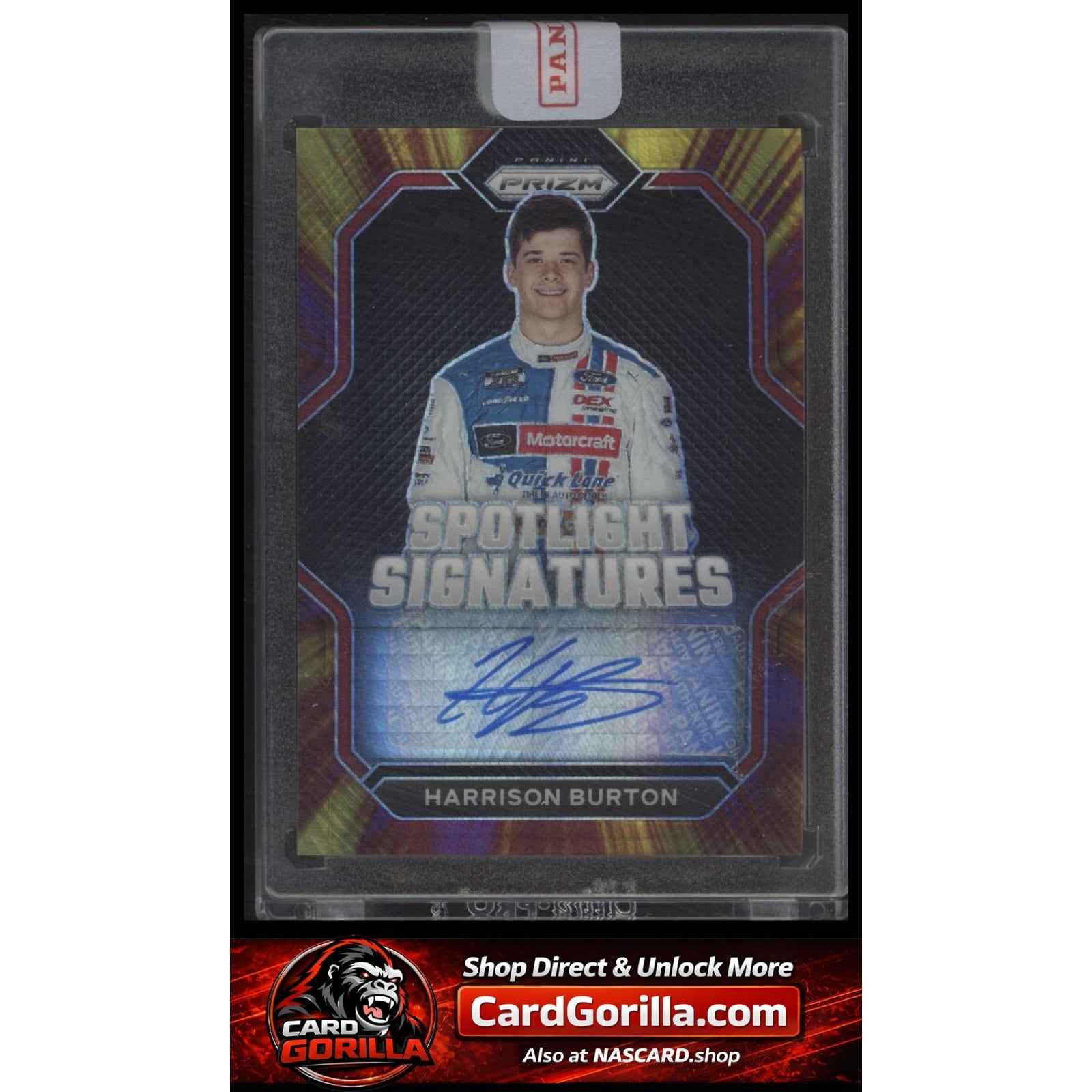 2023 Prizm Harrison Burton Spotlight Signatures Hyper Prizm Purple Yellow /25