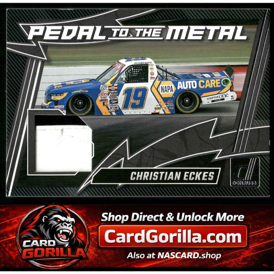 2025 Donruss #PM-CES Christian Eckes Pedal to the Metal Materials