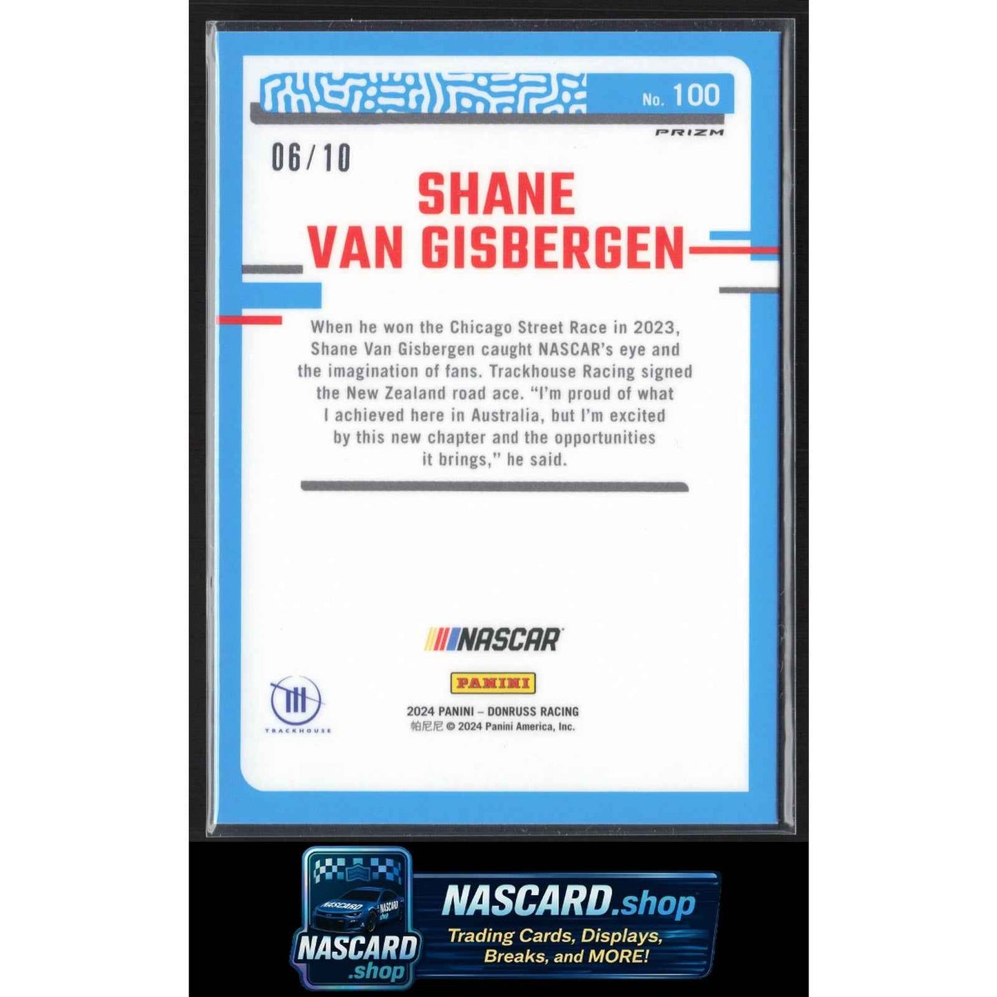 2024 Donruss #100 Shane Van Gisbergen Optic Gold Velocity #/10 Rated Rookie