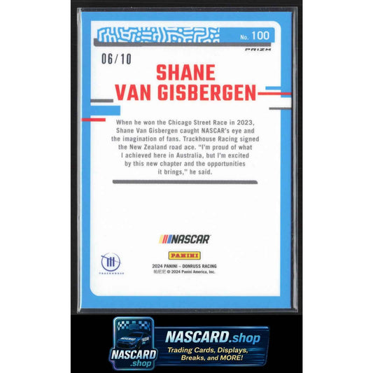 2024 Donruss #100 Shane Van Gisbergen Optic Gold Velocity #/10 Rated Rookie