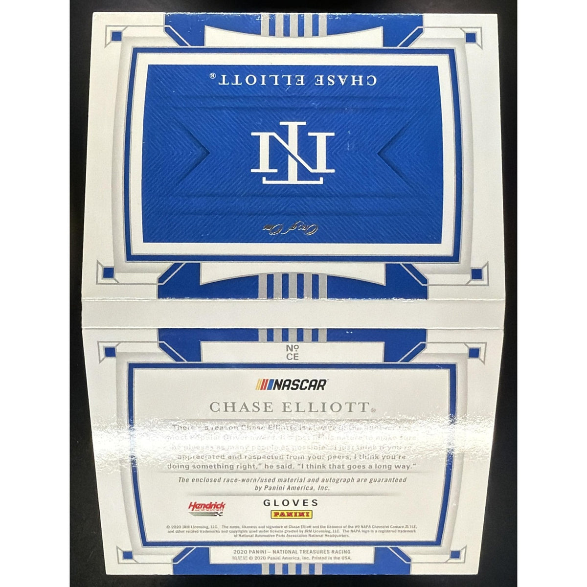 2021 National Treasures Chase Elliott Jumbo Glove Auto Booklet Alpinestars 1/1
