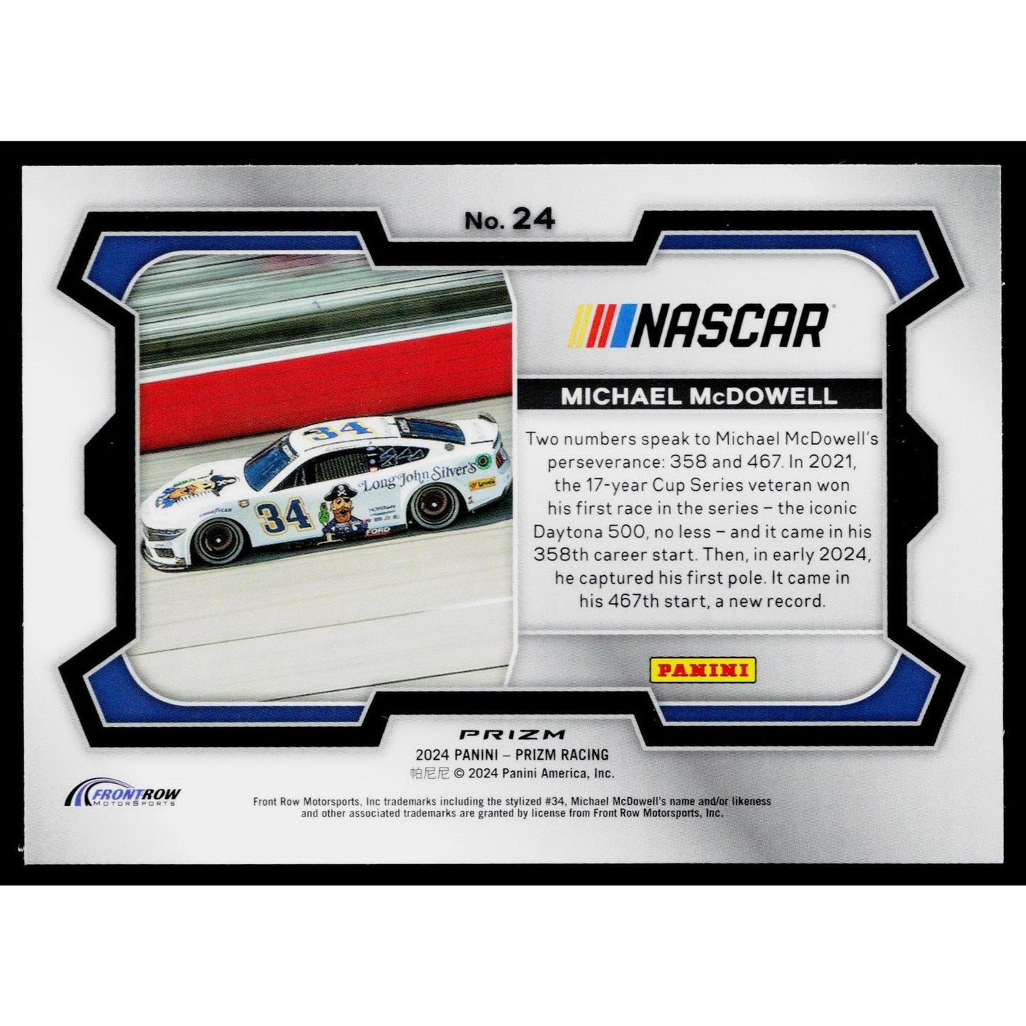2024 Panini Prizm #24 Michael McDowell White Sparkle