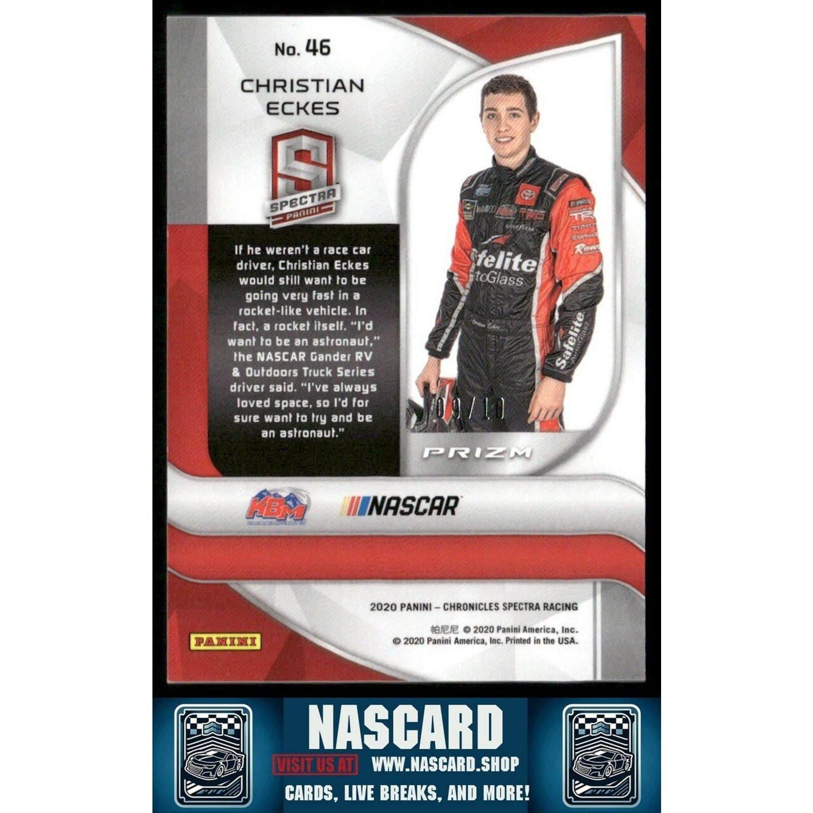 2020 Panini Chronicles - Spectra Christian Eckes #17 Gold /10 (RC) - NASCARD.shop