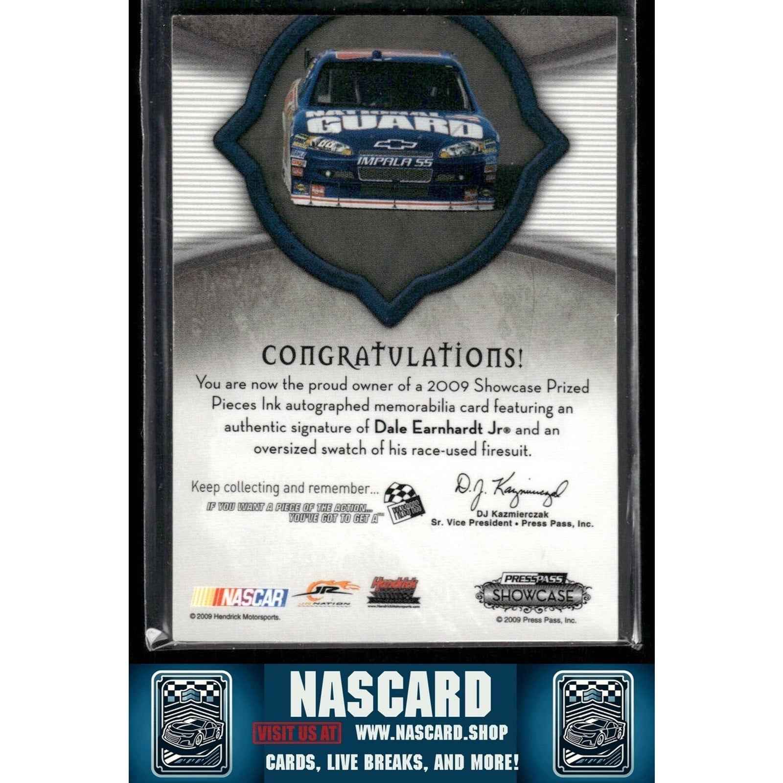 2009 Press Pass Showcase Prized Pieces Ink Green Dale Earnhardt Jr. 1/5 - NASCARD.shop