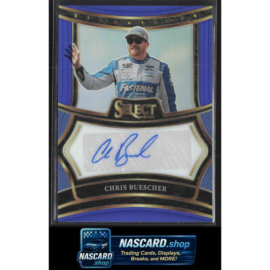 2025 Panini Select #S-CBR Chris Buescher Signatures Blue Prizms #/99