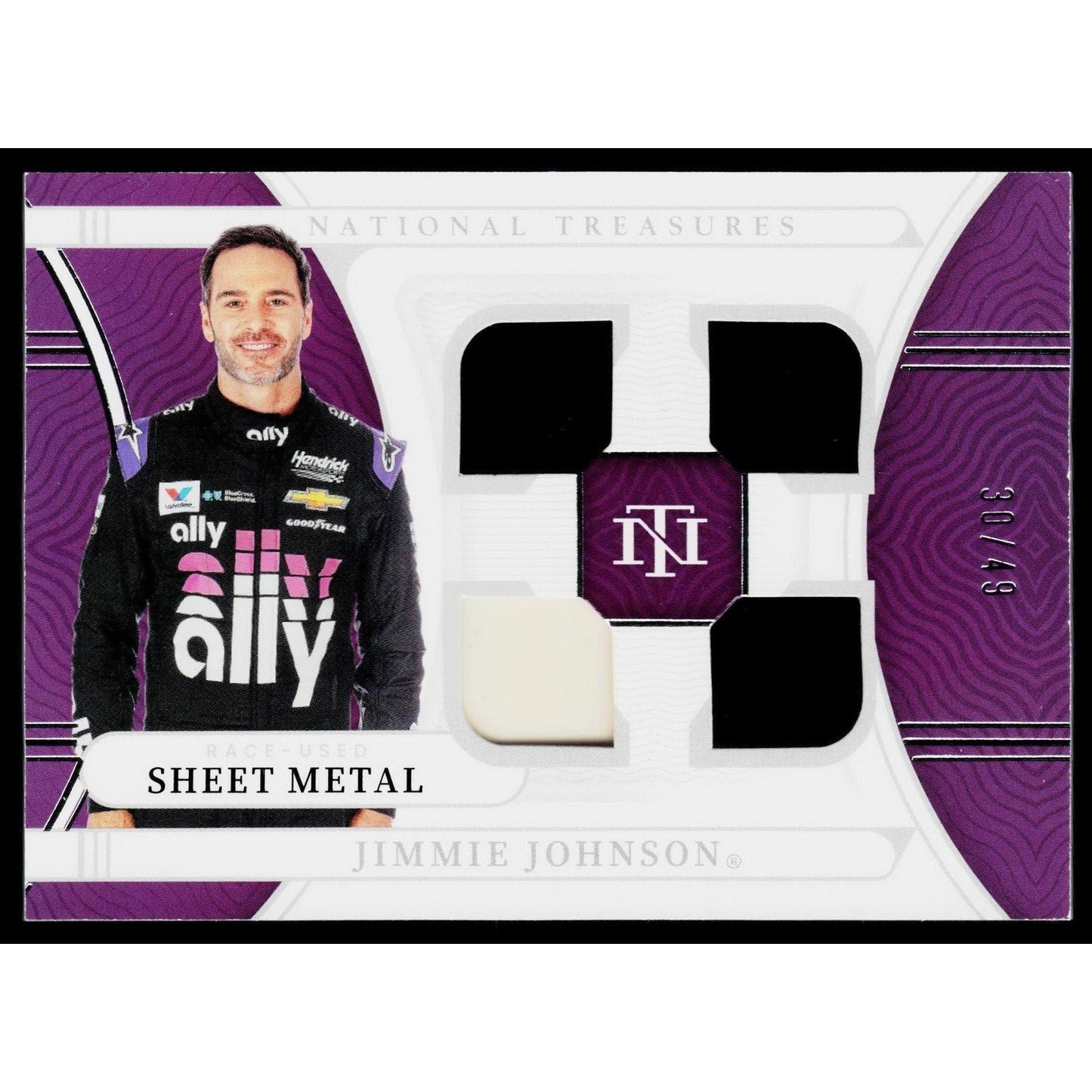 2022 Panini National Treasures Jimmie Johnson Quad Race Used Sheet Metal #/49