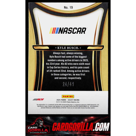 2025 Panini Select #19 Kyle Busch Sensations Blue Prizms #/49