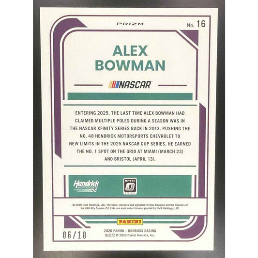 2026 Panini Donruss NASCAR Racing Alex Bowman #16 Optic Gold 6/10
