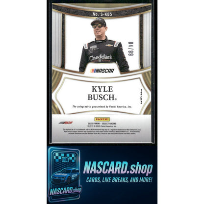 2025 Panini Select #S-KBS Kyle Busch Signatures Blue Prizms #/99