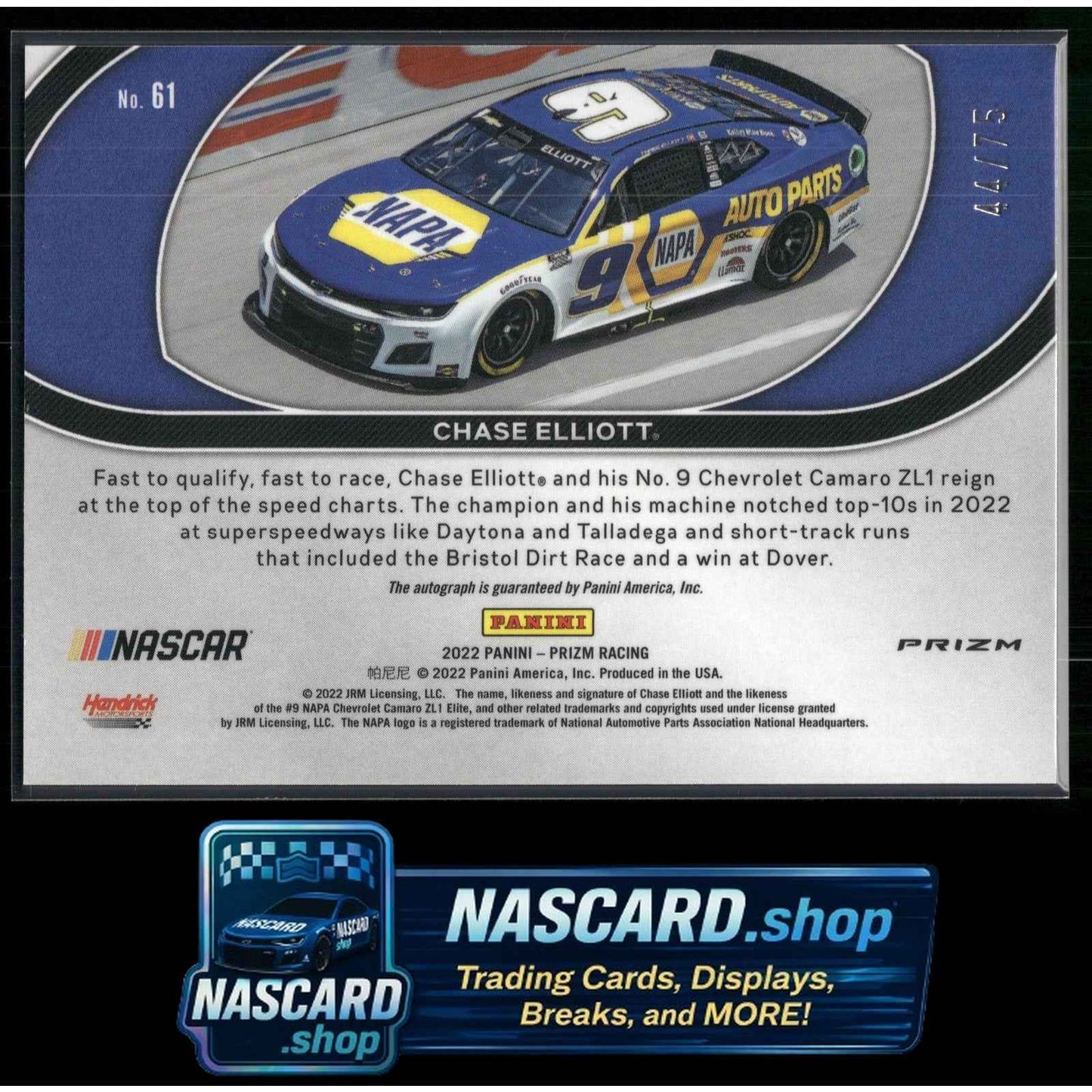 2022 Panini Prizm Rides #61 Chase Elliott Disco #/75