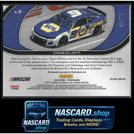 2022 Panini Prizm Rides #61 Chase Elliott Disco #/75