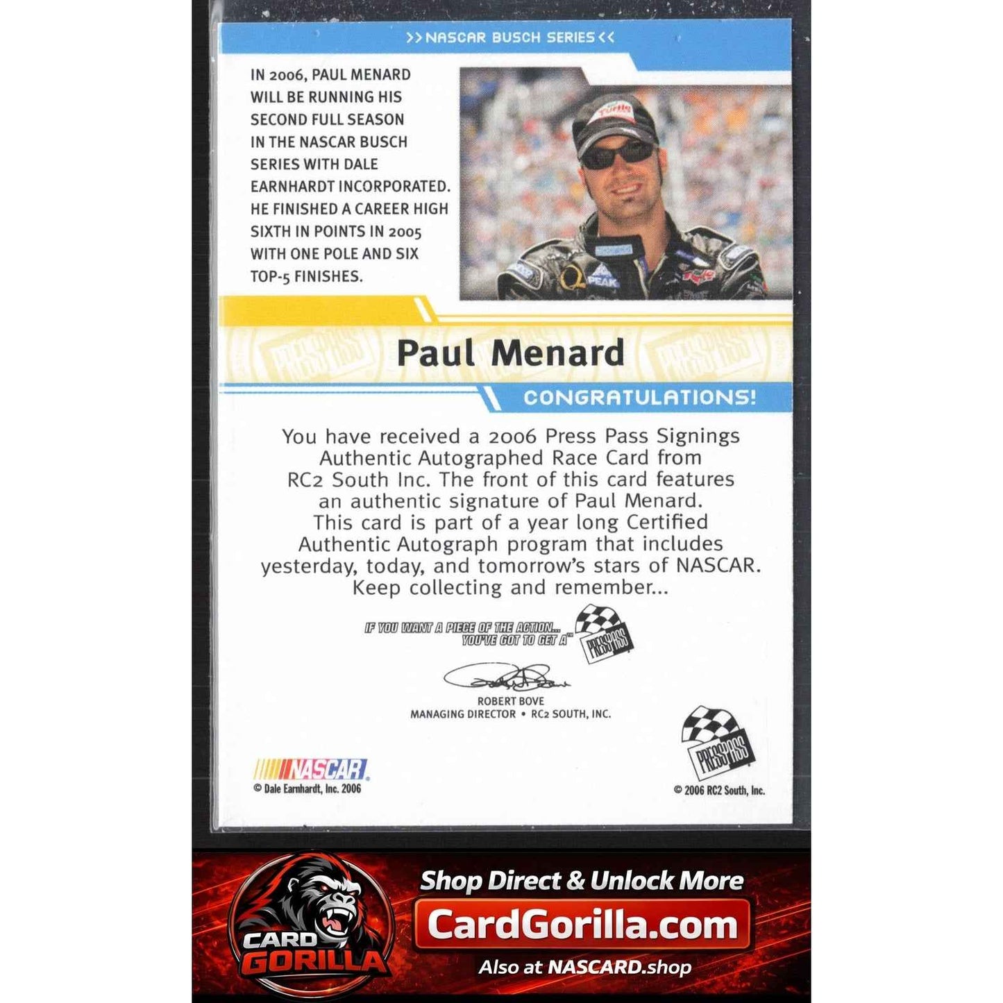 2006 Press Pass #NNO Paul Menard Signings