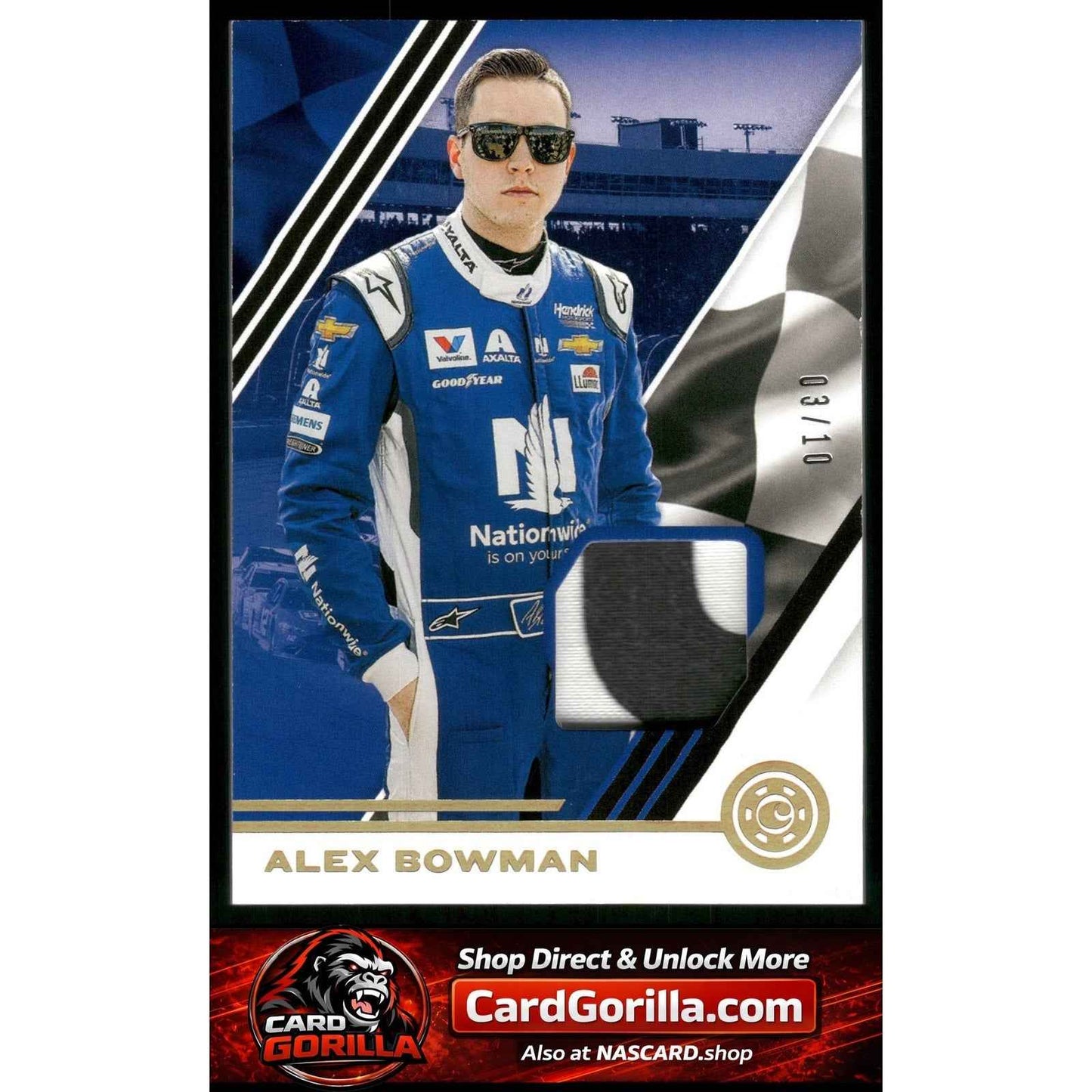 2020 Panini Chronicles #CS-AB Alex Bowman Chronicles Swatches Holo Gold #/10