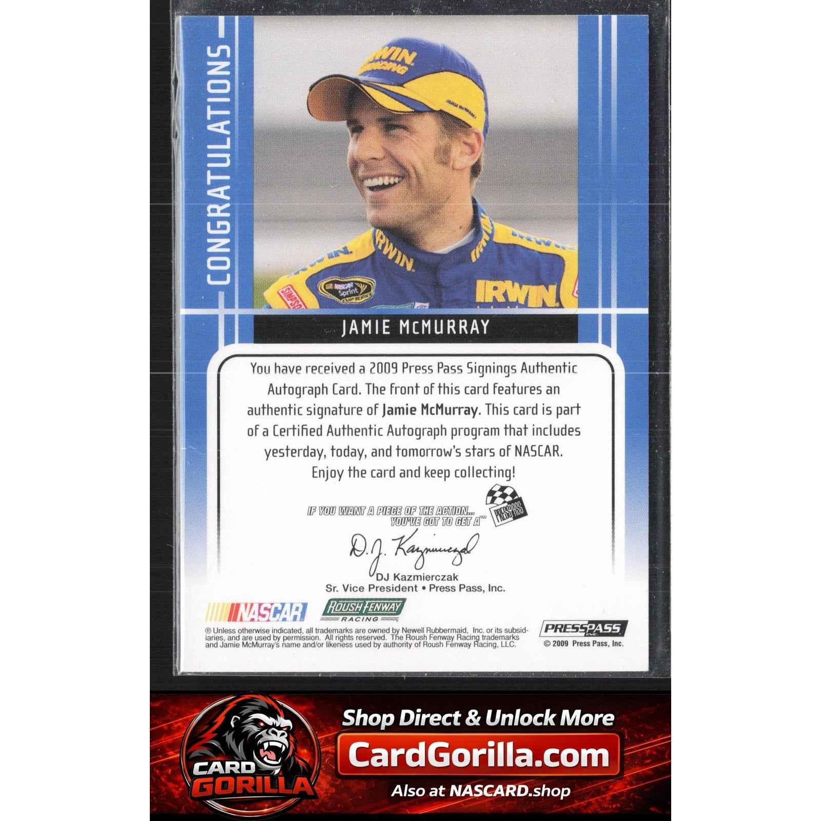 2009 Press Pass #NNO Jamie McMurray Signings Green #/15