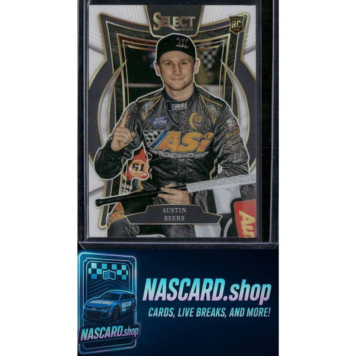 2025 Select Racing Grandstand #14 Austin Beers  White Prizms #/99 RC
