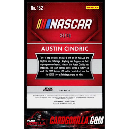 2025 Panini Prizm #152 Austin Cindric Carolina Blue #/49