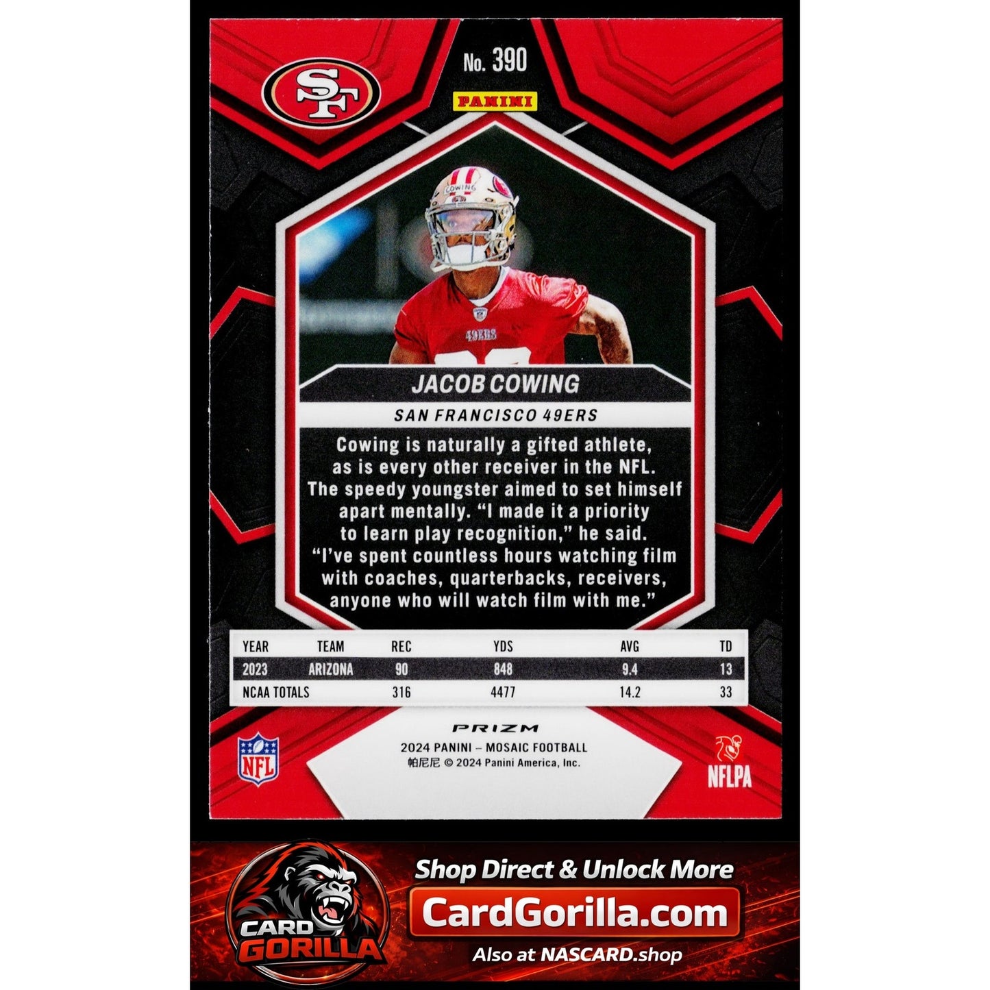 2024 Panini Mosaic #390 Jacob Cowing Mosaic Green