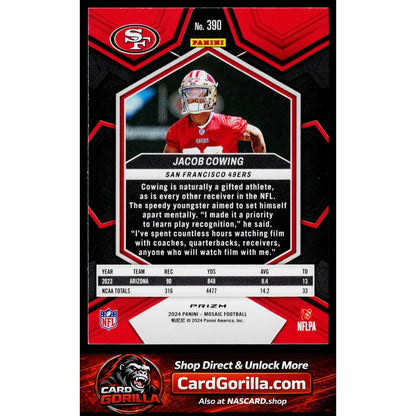 2024 Panini Mosaic #390 Jacob Cowing Mosaic Green