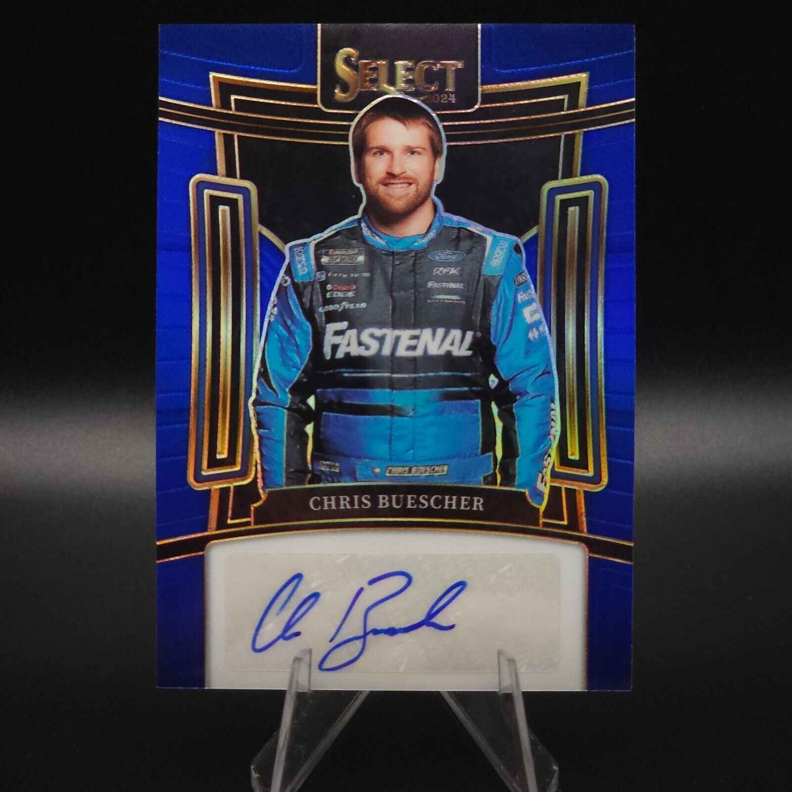 2024 Panini Select Racing Signatures Blue Prizm #S-CBC Chris Buescher /49 - NASCARD.shop